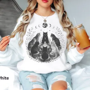 Mystical Black Cat Coven Halloween Sweatshirt Mystical Black Cat Coven Halloween Sweatshirt