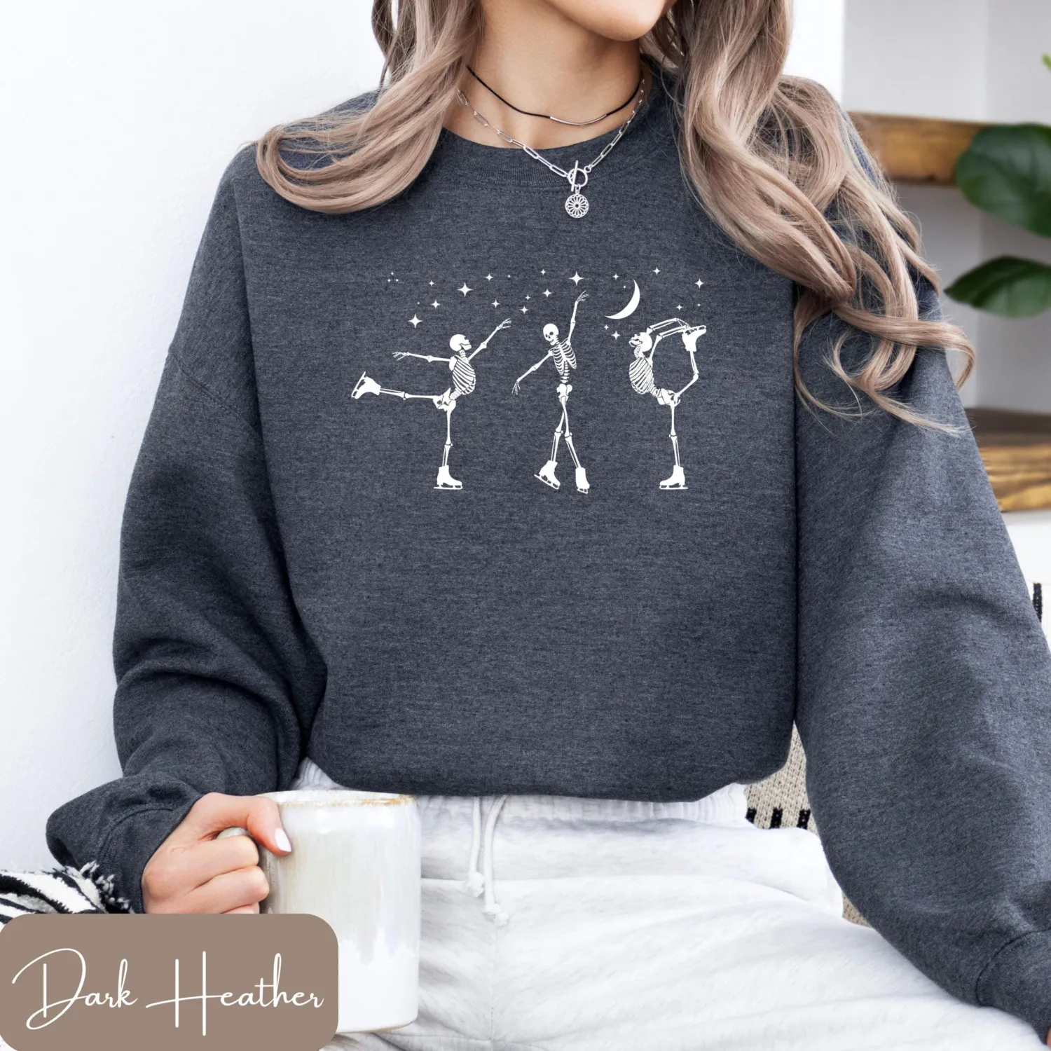 Halloween Skeleton Ice Skating Sweatshirt Halloween Skeleton Ice Skating Sweatshirt