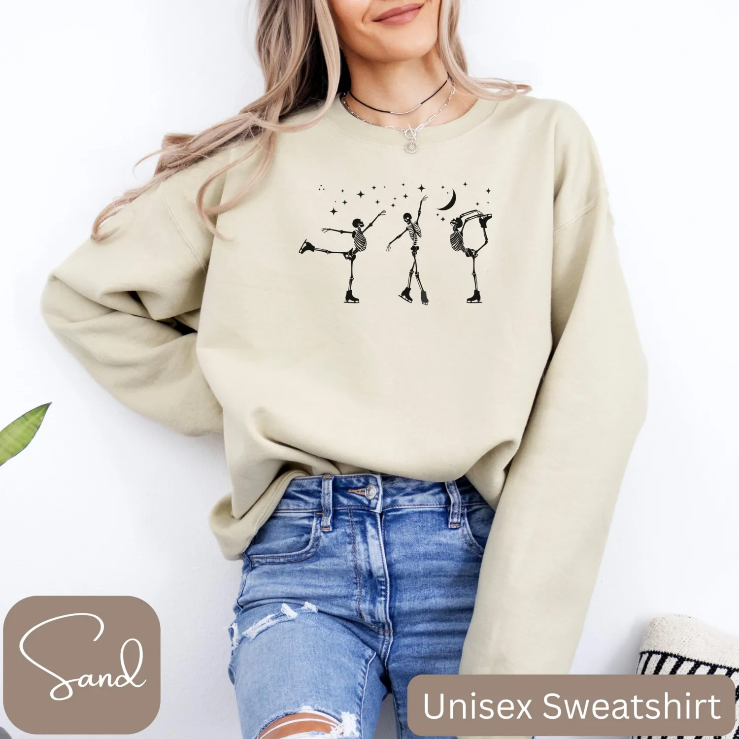 Halloween Skeleton Ice Skating Sweatshirt Halloween Skeleton Ice Skating Sweatshirt