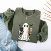 Ghost Holding Black Cat Halloween Sweatshirt Ghost Holding Black Cat Halloween Sweatshirt