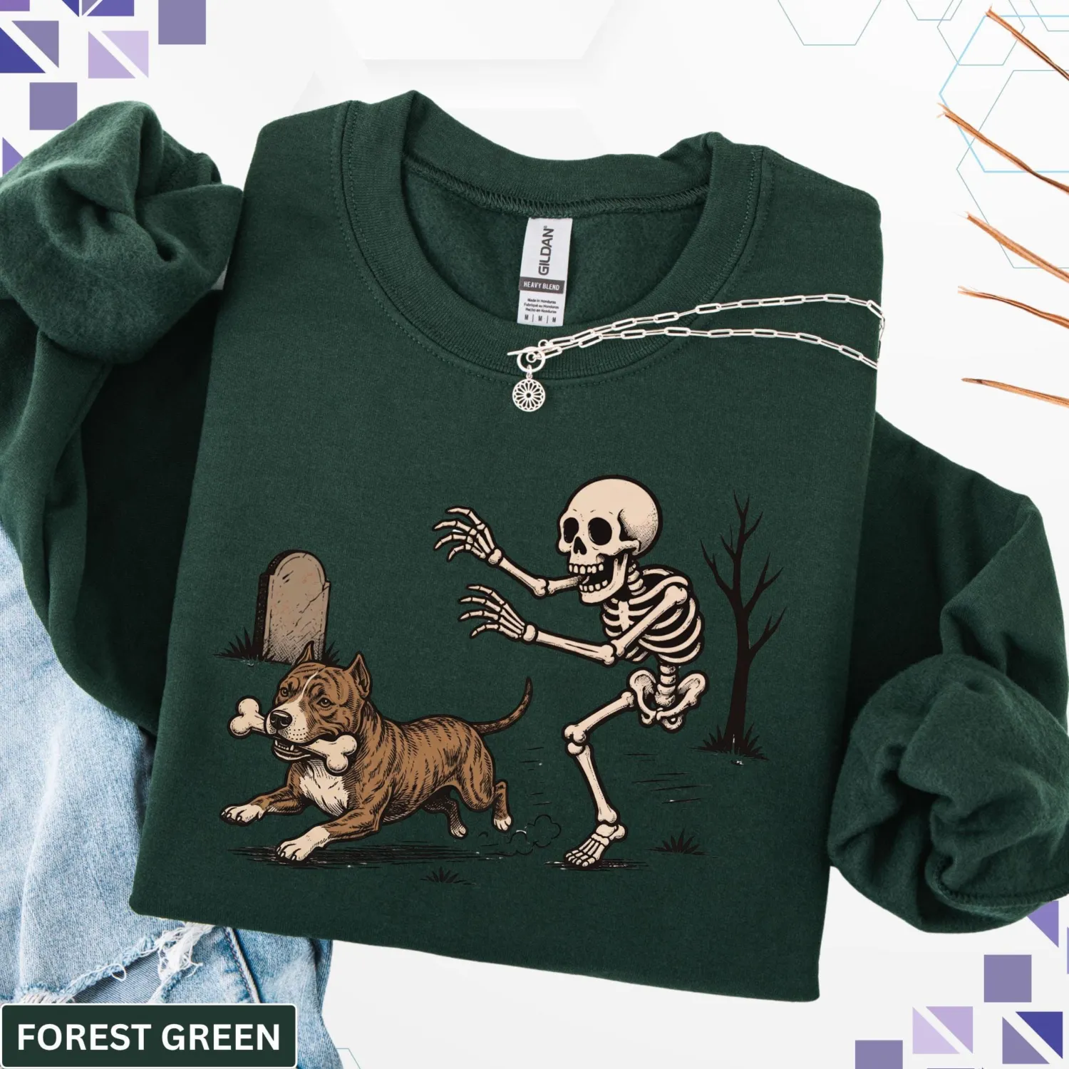 Funny Pitbull Skeleton Halloween Sweatshirt Funny Pitbull Skeleton Halloween Sweatshirt