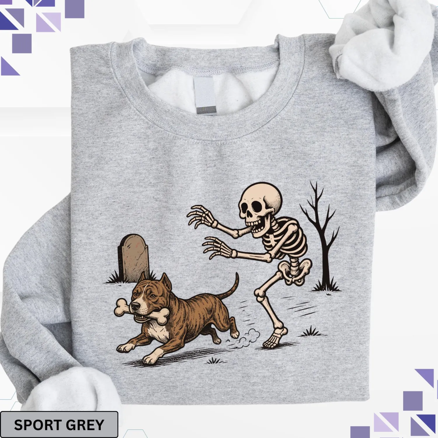 Funny Pitbull Skeleton Halloween Sweatshirt Funny Pitbull Skeleton Halloween Sweatshirt