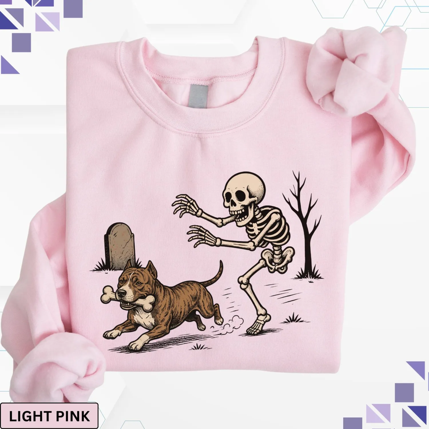 Funny Pitbull Skeleton Halloween Sweatshirt Funny Pitbull Skeleton Halloween Sweatshirt