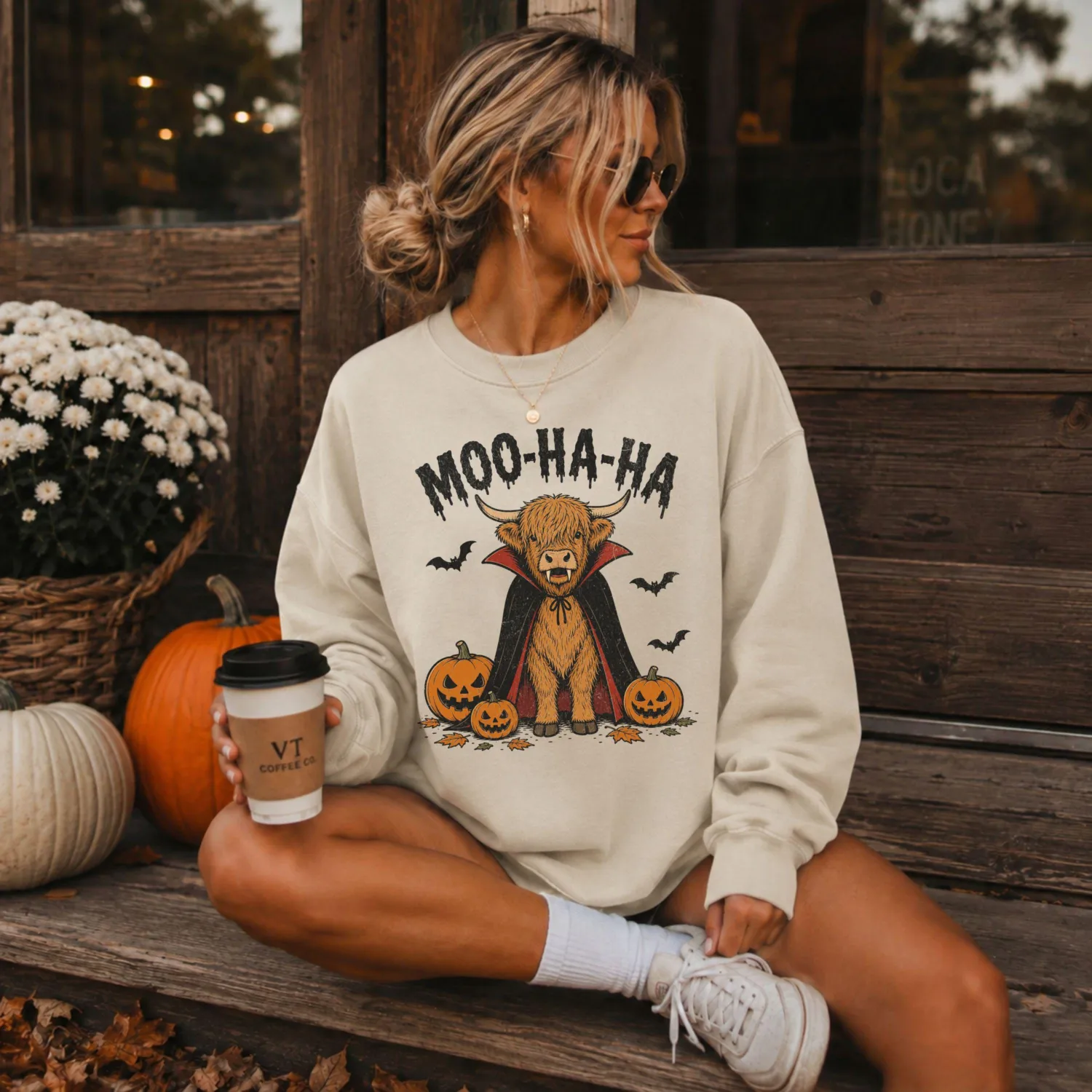 Dracula Moo HaHa Highland Cow Halloween Sweatshirt Dracula Moo HaHa Highland Cow Halloween Sweatshirt