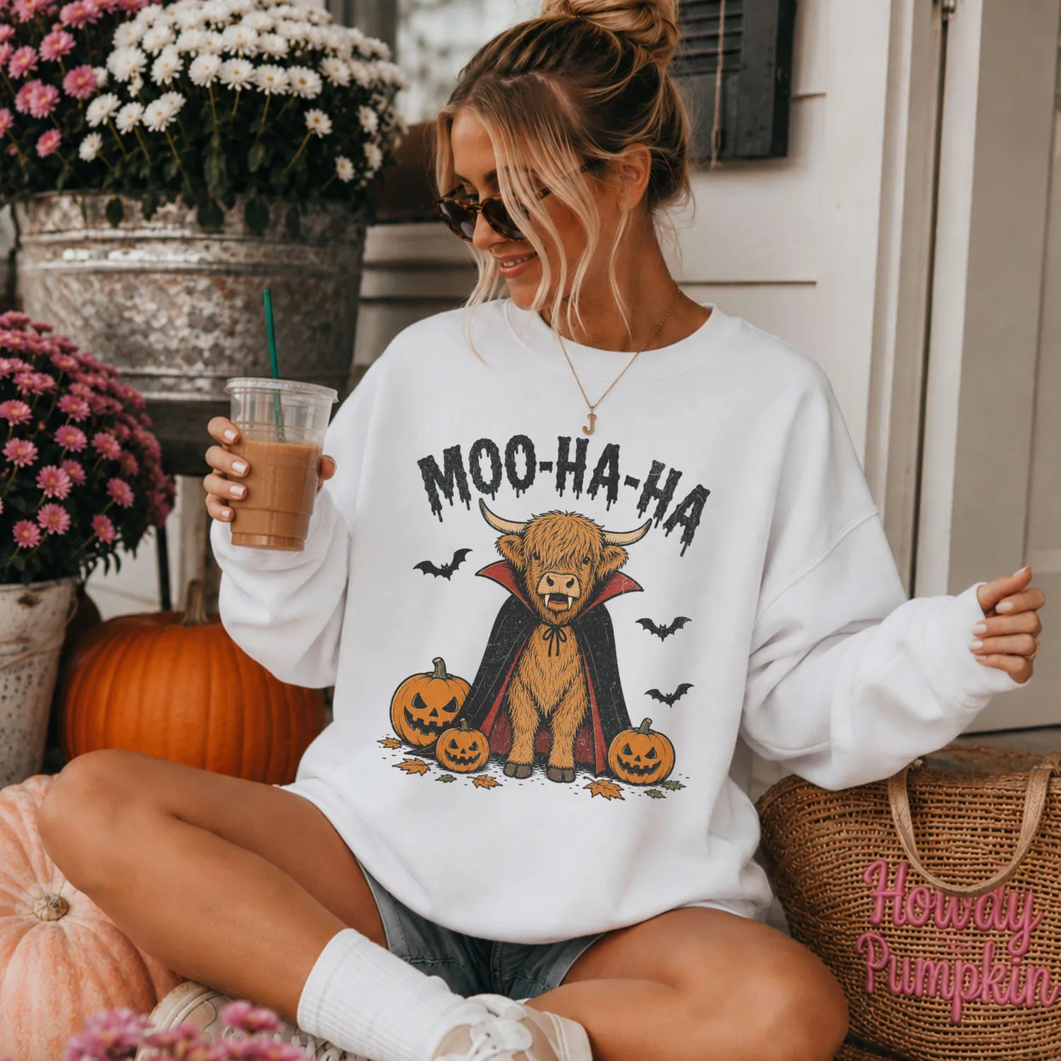 Dracula Moo HaHa Highland Cow Halloween Sweatshirt Dracula Moo HaHa Highland Cow Halloween Sweatshirt