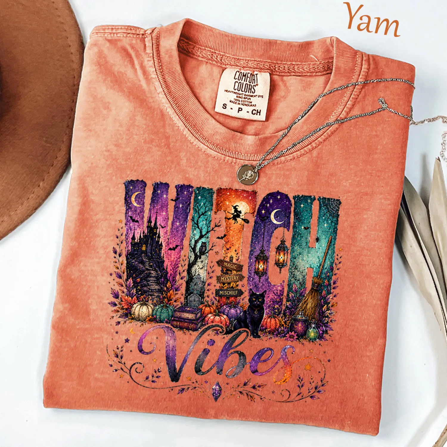 Witch Vibes Black Cat Pumpkin Halloween T-Shirt Witch Vibes Black Cat Pumpkin Halloween T-Shirt