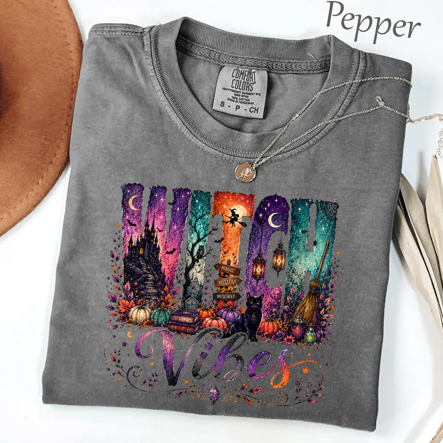 Witch Vibes Black Cat Pumpkin Halloween T-Shirt Witch Vibes Black Cat Pumpkin Halloween T-Shirt