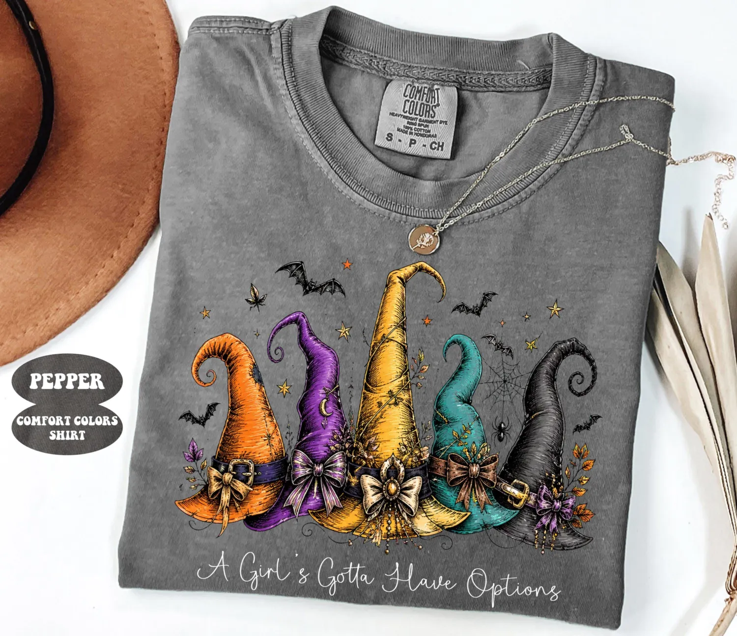 Colorful Witch Hats Halloween T-Shirt