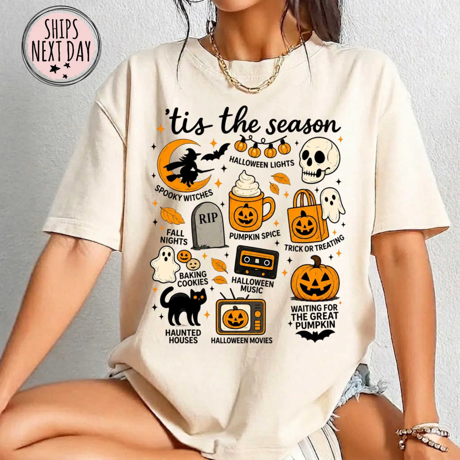 Vintage Pumpkin Witch Halloween T-Shirt