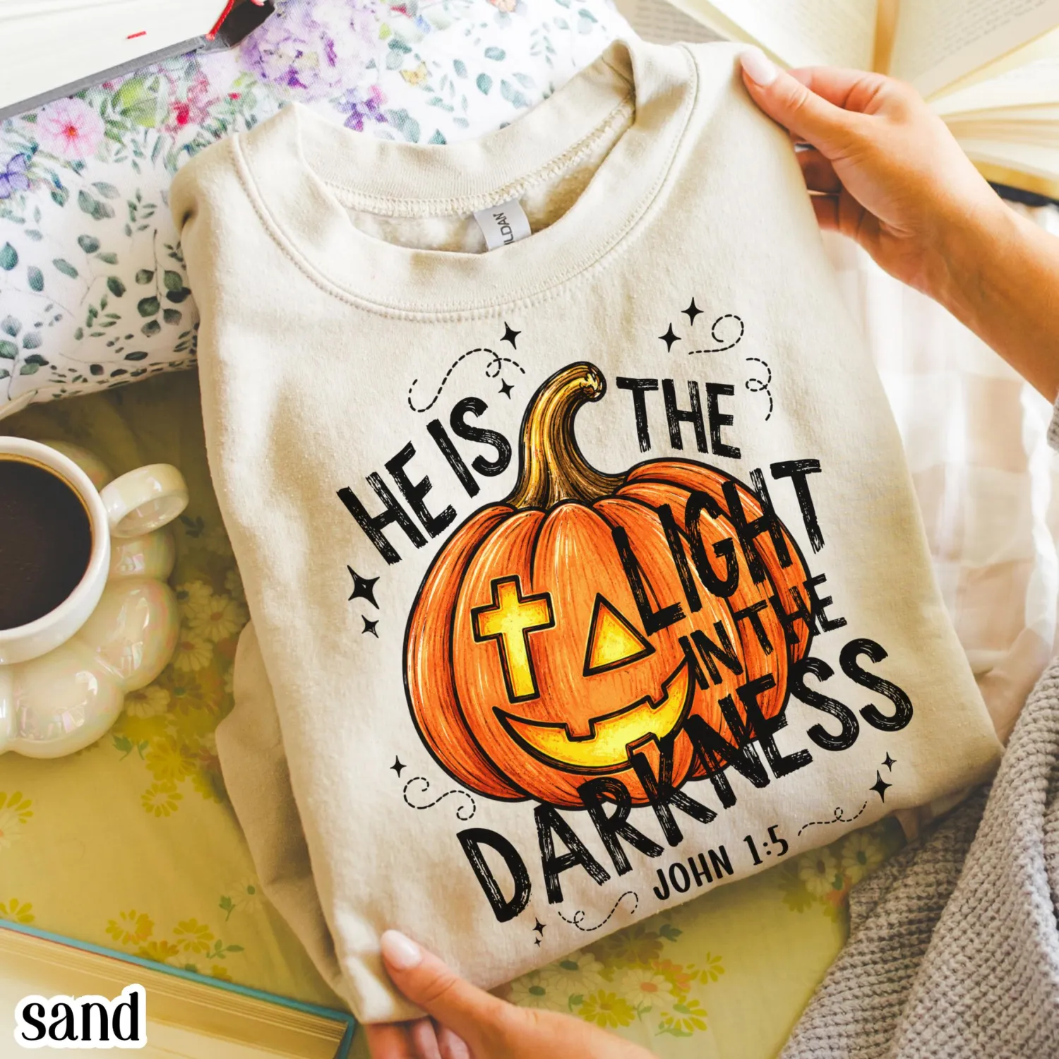 He Is The Light in the Darkness Christian Halloween Sweatshirt