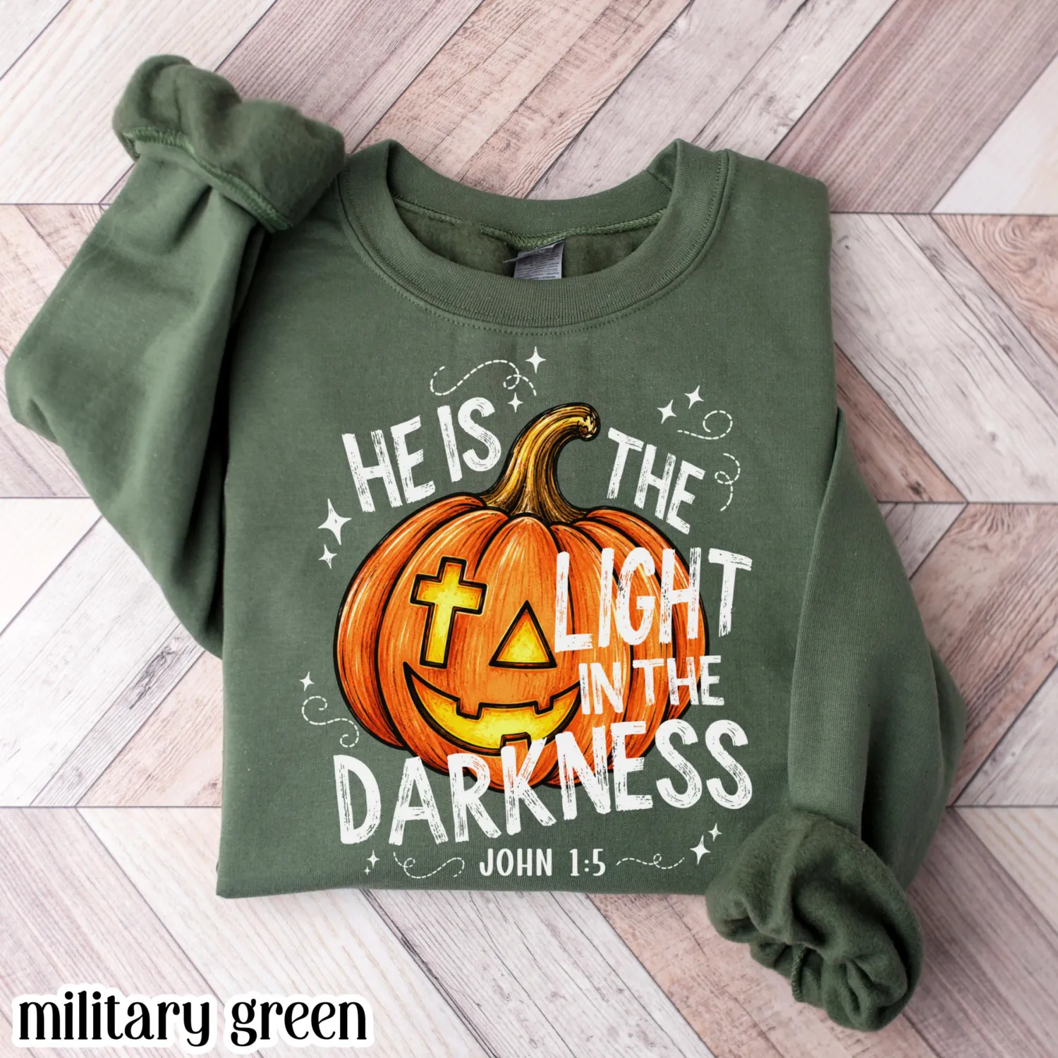 He Is The Light in the Darkness Christian Halloween Sweatshirt