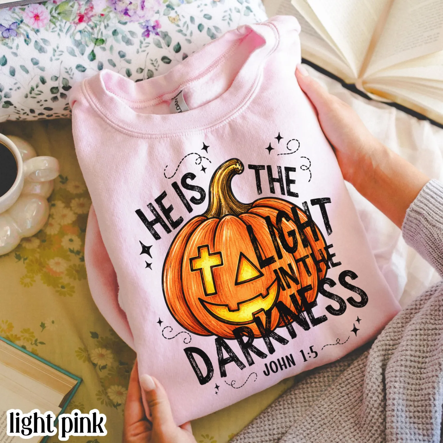 He Is The Light in the Darkness Christian Halloween Sweatshirt
