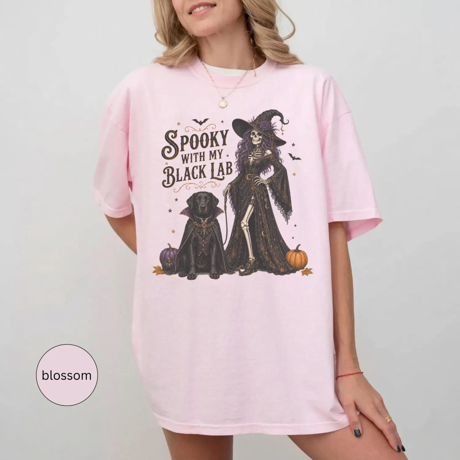 Black Lab Skeleton Witch Halloween T-Shirt Black Lab Skeleton Witch Halloween T-Shirt