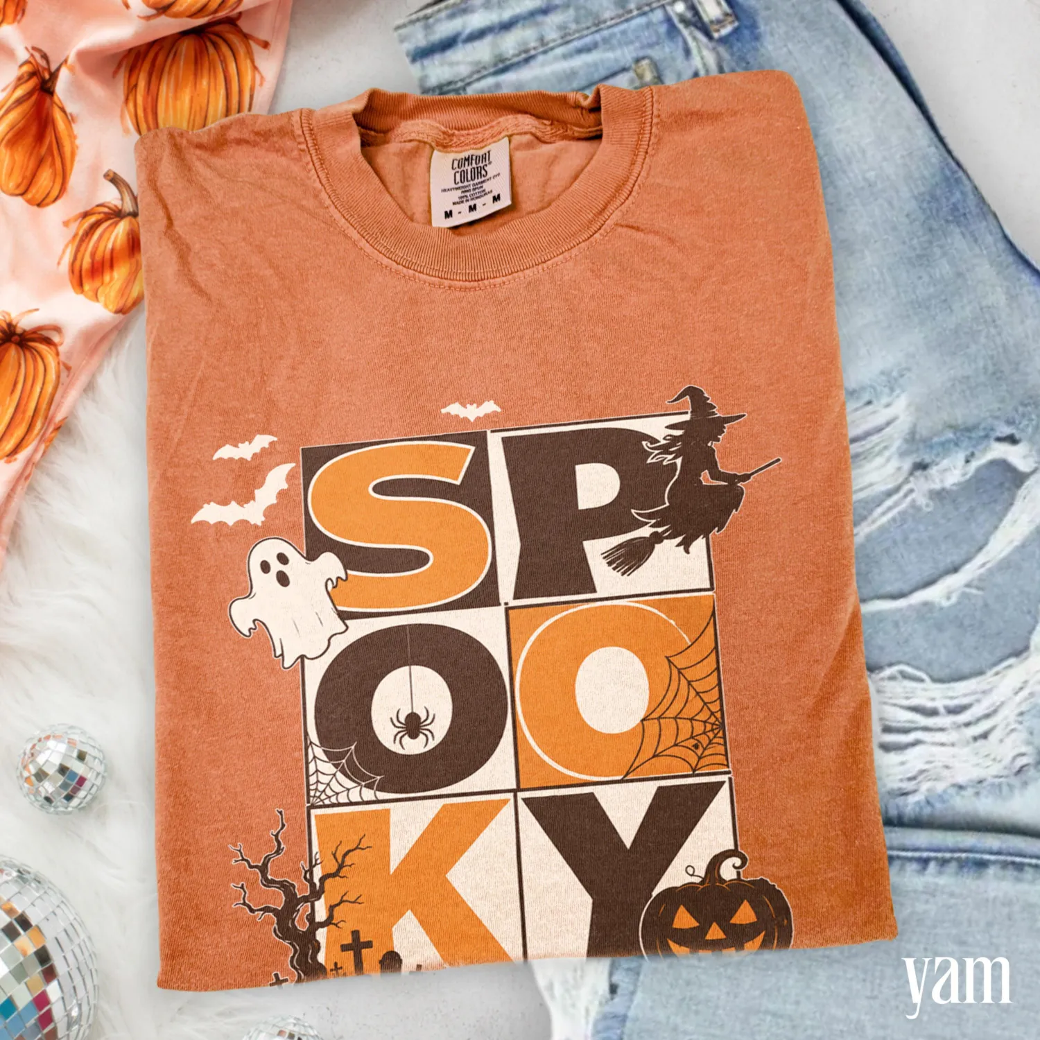 Spooky Retro Witch Ghost Halloween T-Shirt