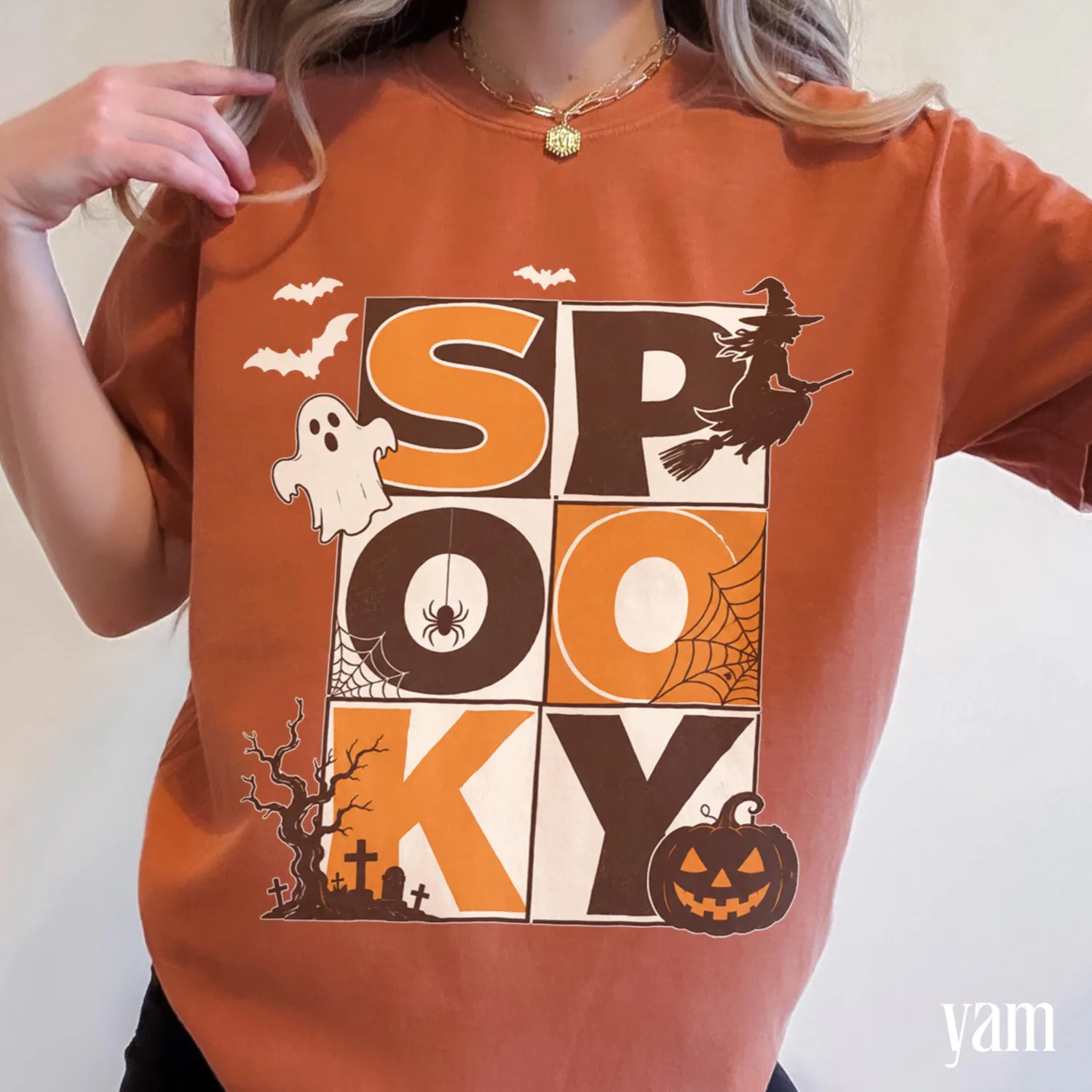 Spooky Retro Witch Ghost Halloween T-Shirt