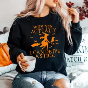 Funny Witch Driving Stick Halloween Sweatshirt Funny Witch Driving Stick Halloween Sweatshirt