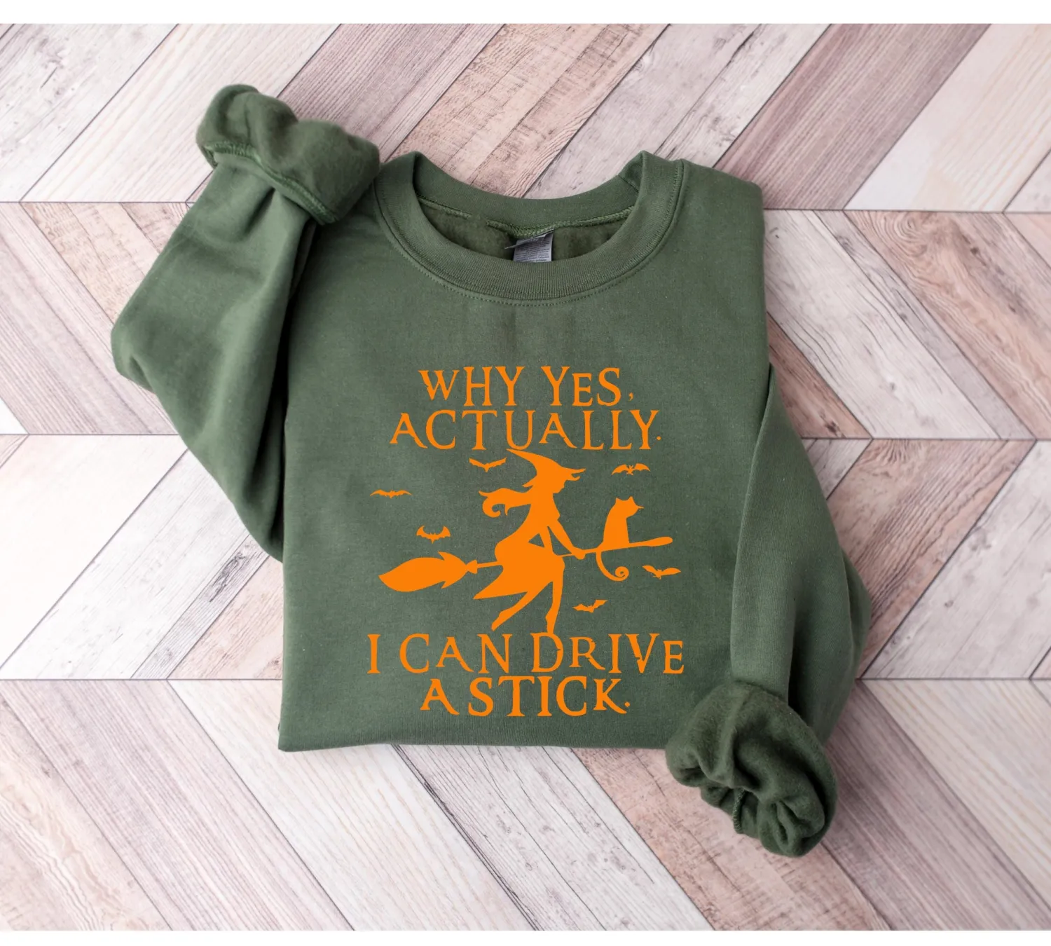 Funny Witch Driving Stick Halloween Sweatshirt
