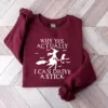 Funny Witch Driving Stick Halloween Sweatshirt