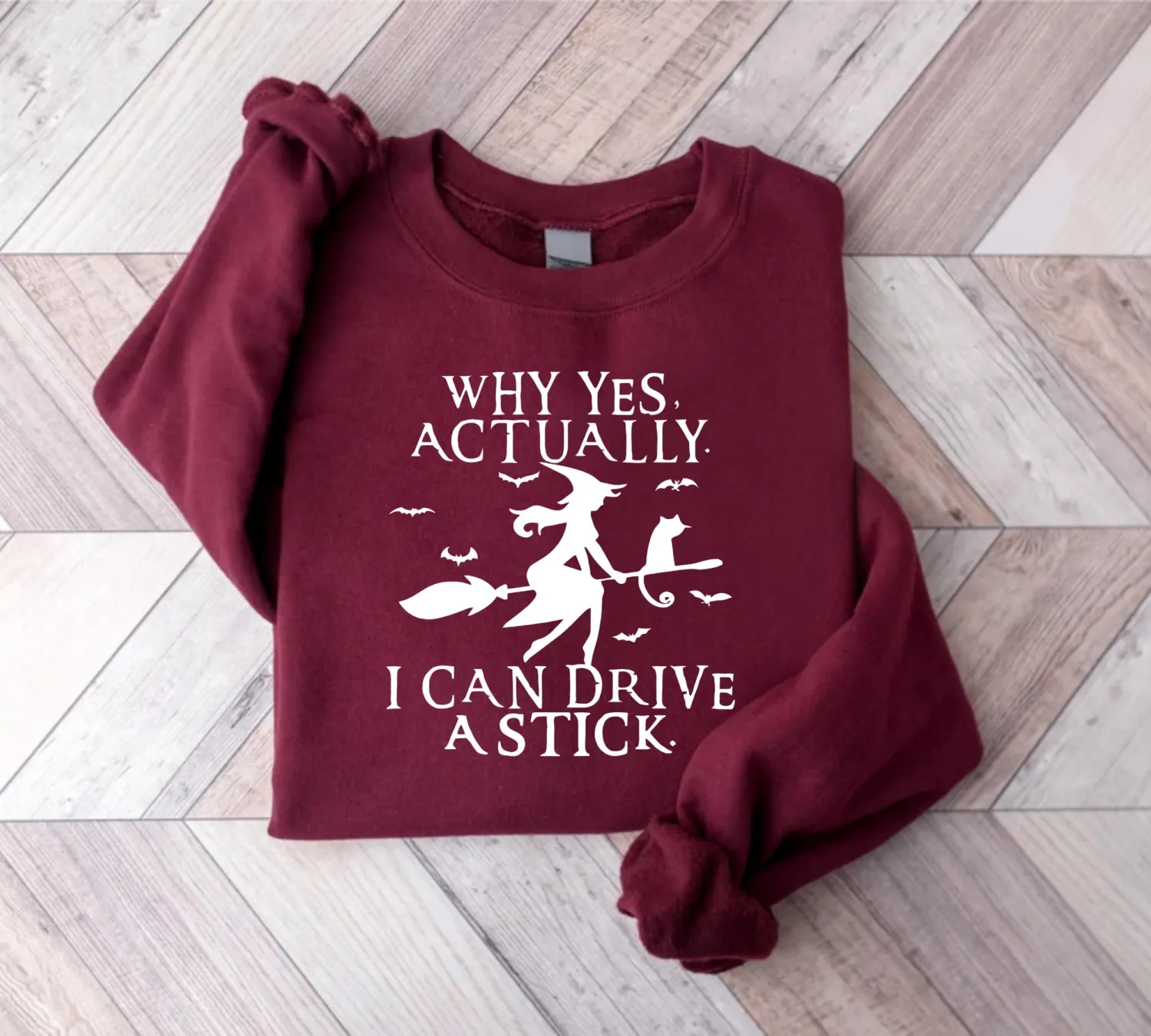 Funny Witch Driving Stick Halloween Sweatshirt