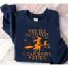 Funny Witch Driving Stick Halloween Sweatshirt