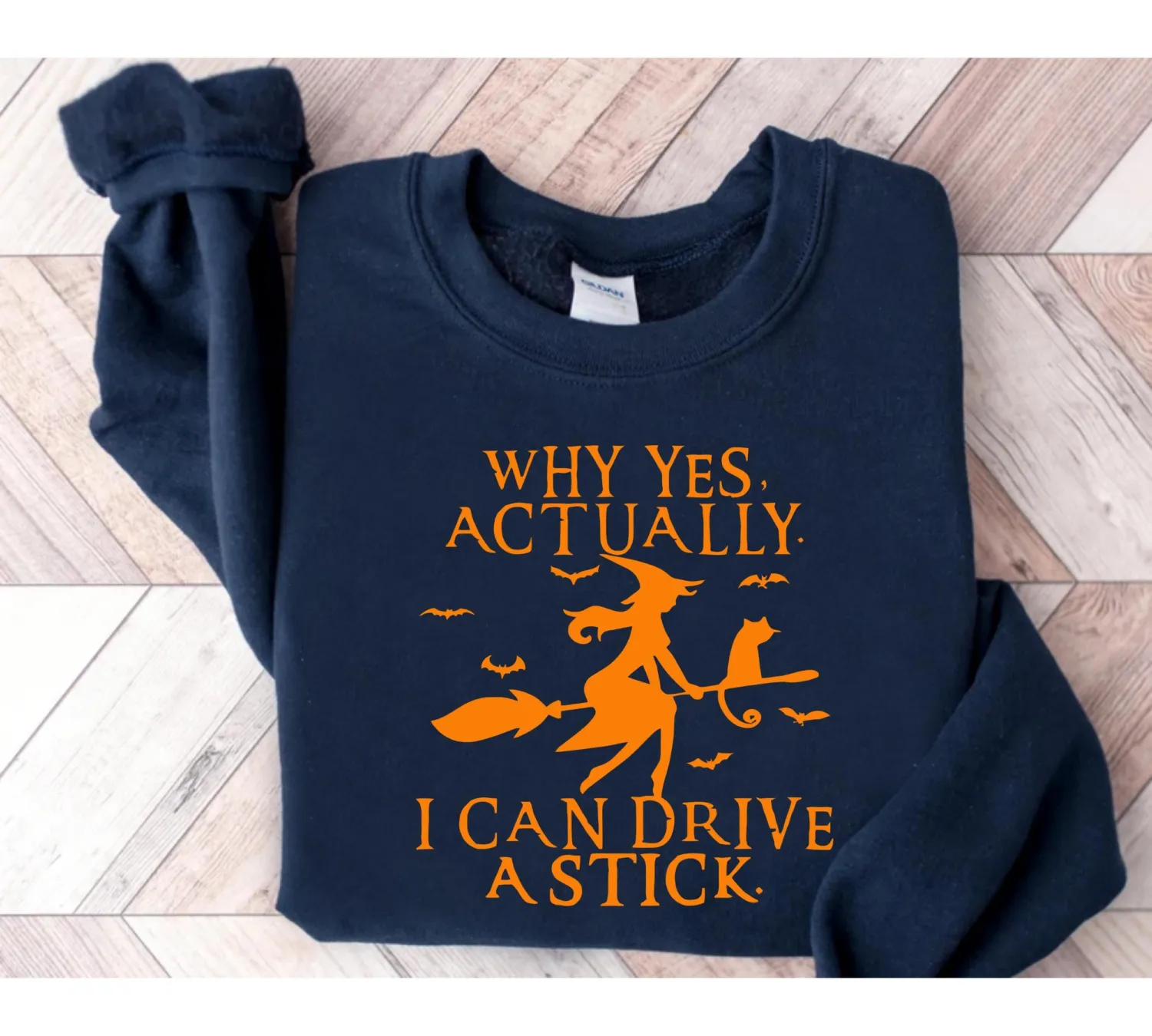 Funny Witch Driving Stick Halloween Sweatshirt