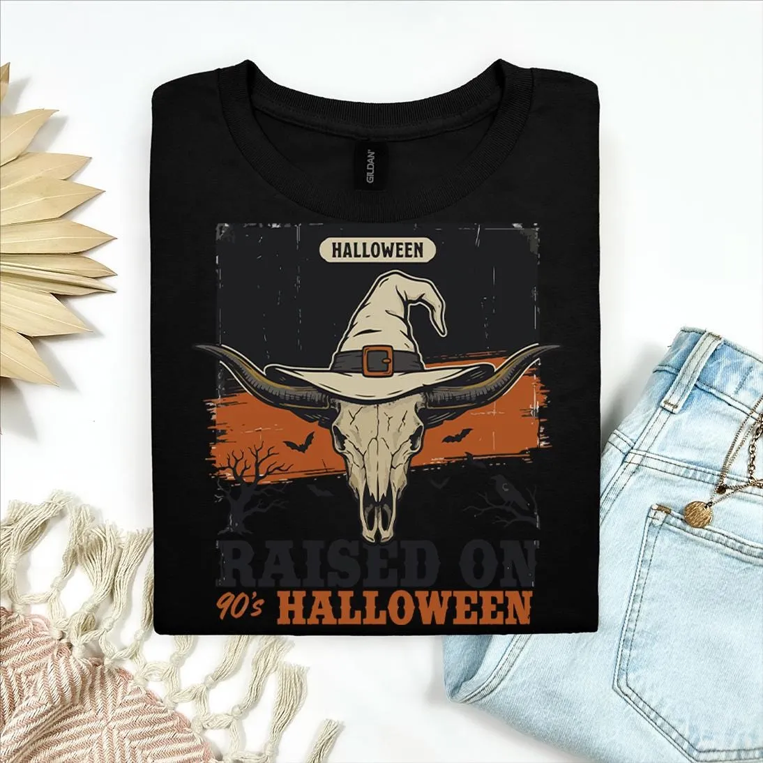 Western 90s Skull Witch Hat Halloween T-Shirt Western 90s Skull Witch Hat Halloween T-Shirt