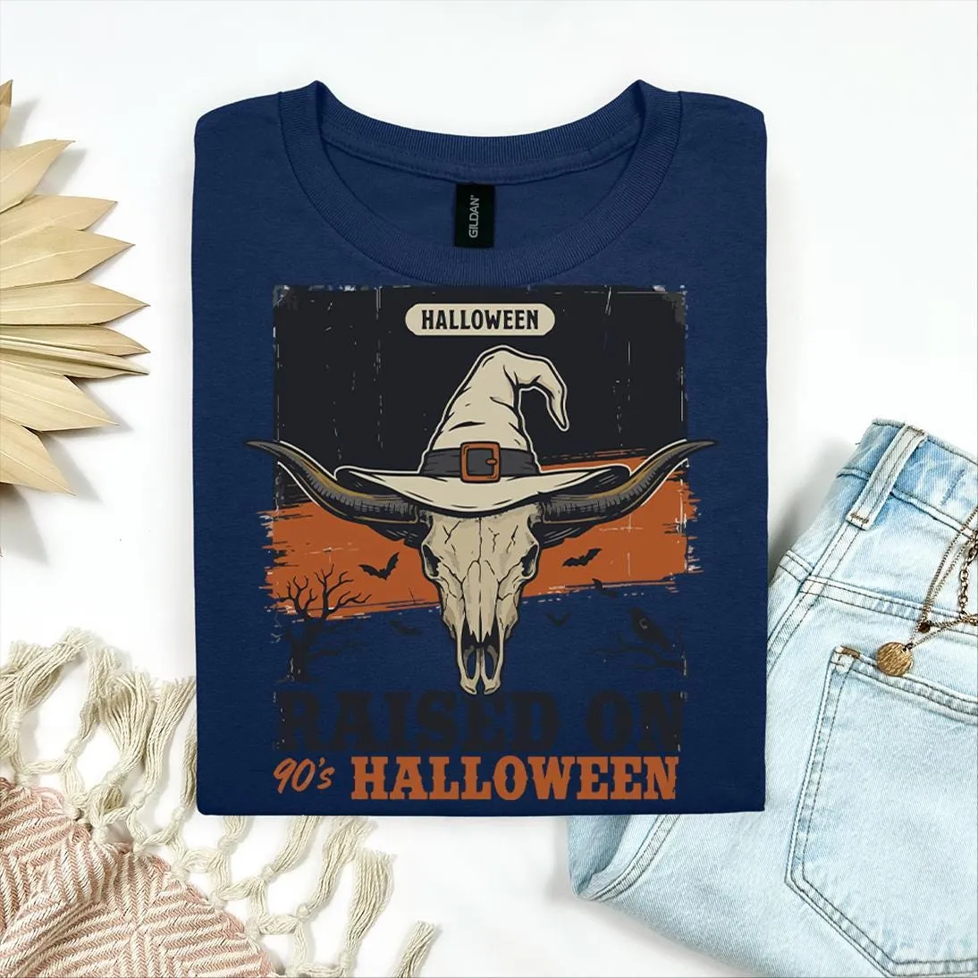 Western 90s Skull Witch Hat Halloween T-Shirt Western 90s Skull Witch Hat Halloween T-Shirt