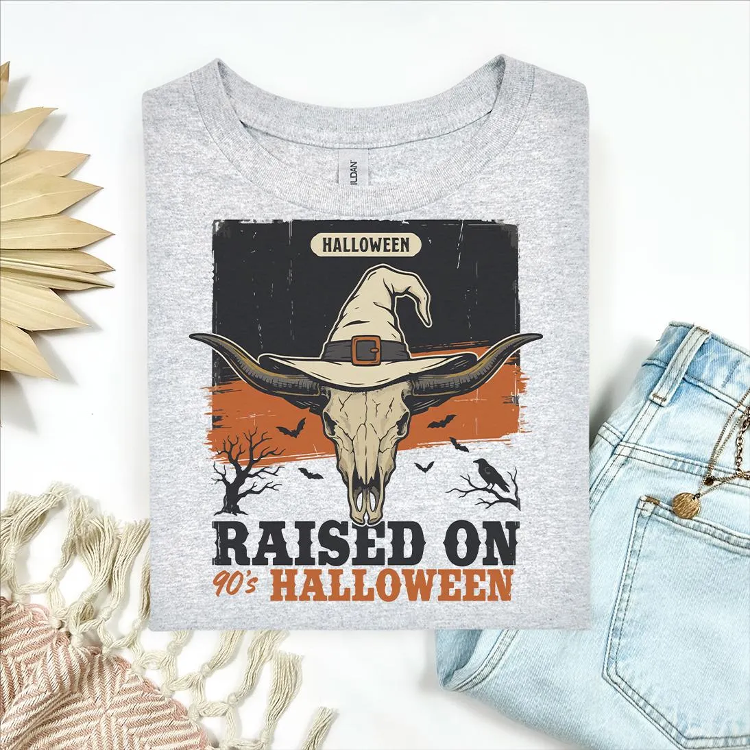 Western 90s Skull Witch Hat Halloween T-Shirt Western 90s Skull Witch Hat Halloween T-Shirt