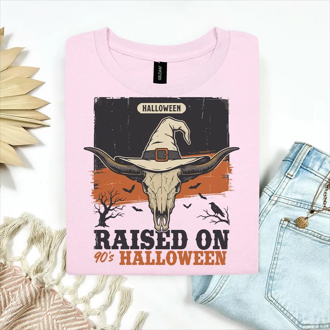 Western 90s Skull Witch Hat Halloween T-Shirt Western 90s Skull Witch Hat Halloween T-Shirt