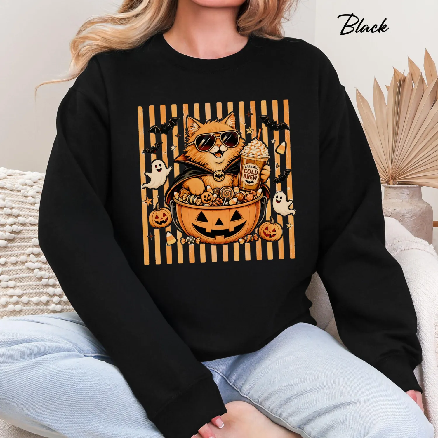 Vintage Halloween Cat Sweatshirt