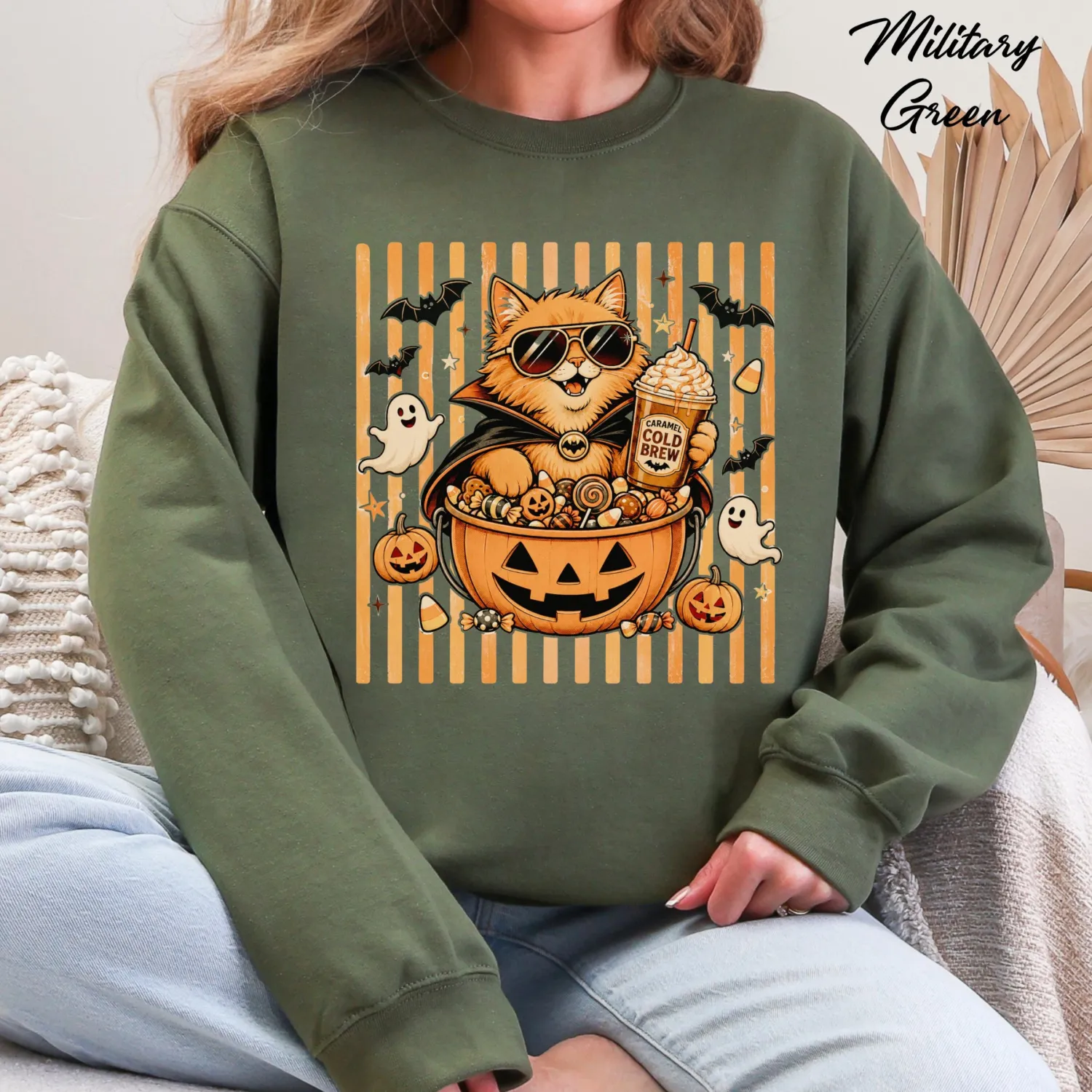 Vintage Halloween Cat Sweatshirt Vintage Halloween Cat Sweatshirt