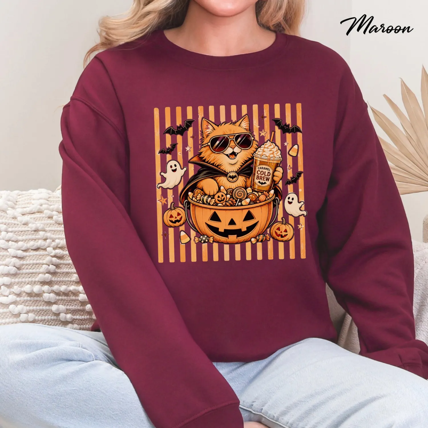 Vintage Halloween Cat Sweatshirt Vintage Halloween Cat Sweatshirt