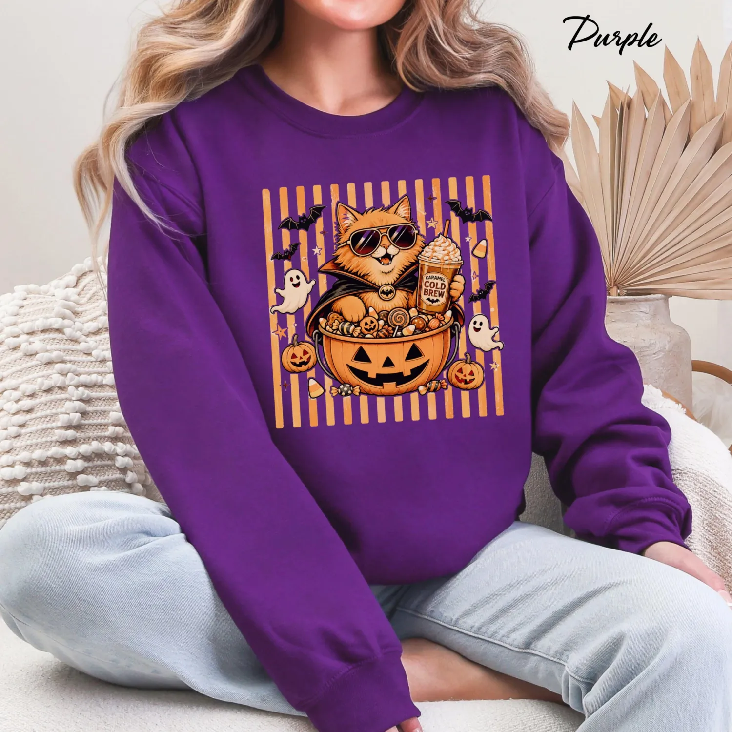 Vintage Halloween Cat Sweatshirt Vintage Halloween Cat Sweatshirt